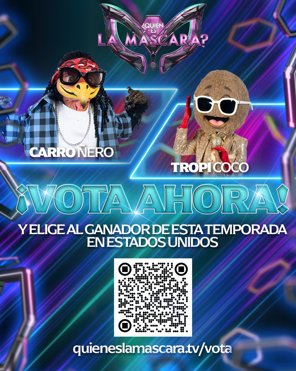 eslamascara's tweet photo. ¡EL ESCENARIO ESTÁ POR EXPLOTAR! 🔥 Es el momento que decidirá todo: ¡EL DUELO FINAL! 😱🏆

Por un lado, #TropiCocoEs pura adrenalina, vuelos imposibles y una energía que desafía la gravedad. 🥥🌴✨ Por el otro, #CarroñeroEs el rey del estilo, el orgullo del barrio y la diversión hecha leyenda. 🪶🕶️💥
🎭 ¿Quién merece la victoria? ¡La decisión está en tus manos! 🗳️
➡️ https://t.co/5rE1hEsQnn

Gran final ¿#QuiénEsLaMáscaraUs 🎭?, disponible en #Univision y #ViX