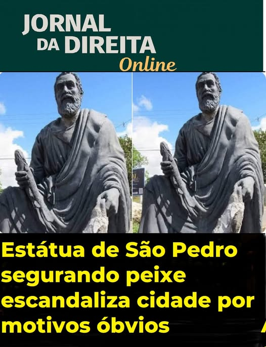JornalBrasilOn2's tweet image. Uma escultura de São Pedro escandalizou uma cidade e as redes sociais. A estátua, localizada no trevo de acesso à cidade de São Pedro do Sul, no Rio Grande do Sul, mostra o apóstolo sentado e segurando um peixe. 

A obra que retrata o padroeiro dos pescadores, conhecido na…