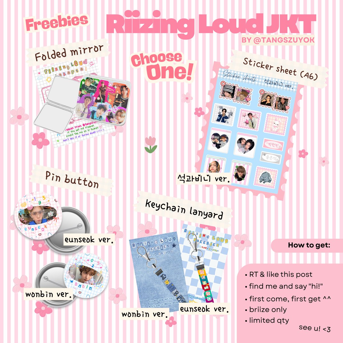 tangszuyok's tweet image. Freebies RIIZING LOUD JAKARTA by @tangszuyok ♡

How to get:
• RT &amp;amp; Like this post. 
• Choose one item (limited quantity)
• First come, first get ^^

See you on the venue, briize! ヽ(^○^)ノ♡

#riizingloudinjakarta