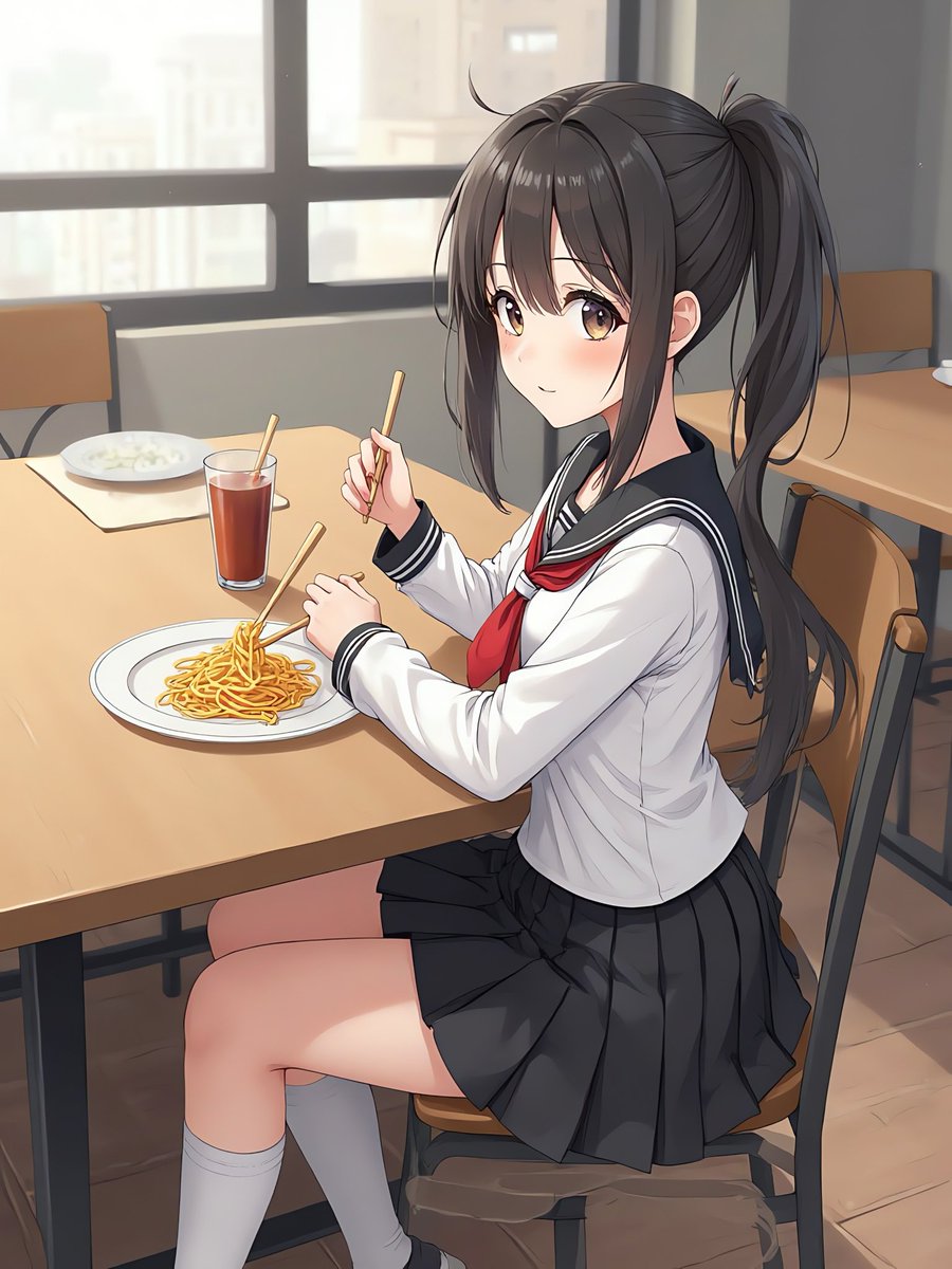 月曜日のお昼ですね☺️
#AIイラスト︎︎ #AIart #女子高生 #学食