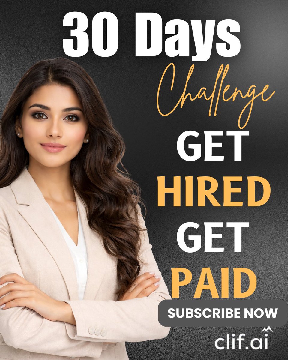 Let's start this new year by giving January to your career! 

New year. New goals. New job.

Join CLIF’s 30-Day Career Challenge and turn your resolution into real results.
Get hired. Get paid. Build a career that actually moves forward.

✔️ Career clarity
✔️ Job-ready skills
✔️
