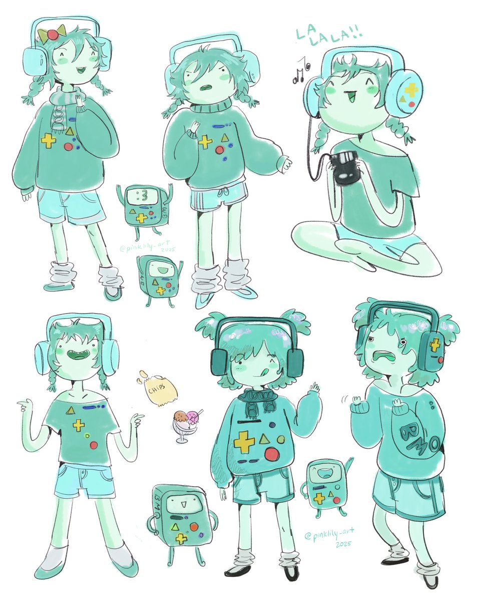 pinklily_art's tweet image. full BMO doodle page 🎮🩵
