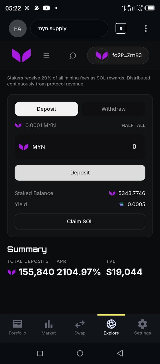 digitalmoolahco's tweet photo. Myn Apr hitting+2100% price may crash but rewards non stop. Rewards token with a difference and really refreshing #ore #godl #myn #solana #Bitcoin  store of value #crypto https://t.co/7VRtIOtMkv