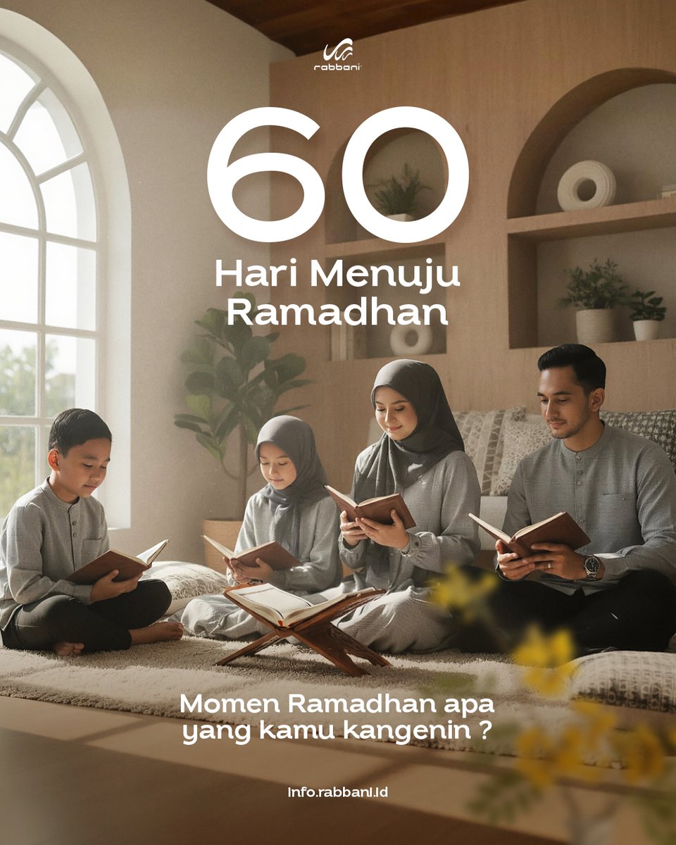 rabbani_proke's tweet photo. Masha Allah, nggak kerasa ya Bulan Ramadhan udah tinggal 60 hari lagi…
Bulan Ramadhan tuh selalu punya kesan tersendiri di hati, setuju gak Rabbaners?

Kalau kamu, apa sih momen di Bulan Ramadhan yang paling seru dan kamu nantikan? 👀

#Rabbani #SimplePraktisMultifungsi https://t.co/PpZxsMPotM