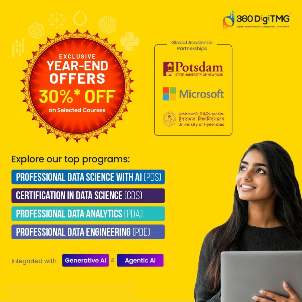 360digitmg's tweet image. 🎉 Year-End Career Boost!

Get up to 30% OFF on top Data &amp;amp; AI programs 🚀

GenAI &amp;amp; Agentic AI | Industry-aligned | Global partners

⏳ Limited-time offer — Enrol now!
🔗 ai.360digitmg.com/year-end-offer…

#YearEndOffer #DataScience #AI #GenerativeAI #Upskill