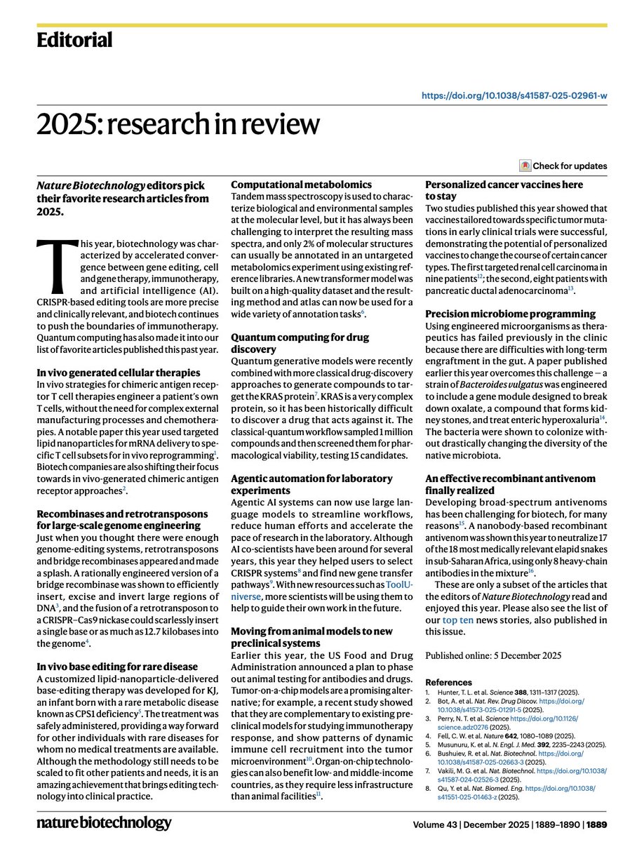 biogerontology's tweet photo. Check out the top 10 advances in biotechnology in 2025 by Nature Biotechnology. Happy to see our research making the list. Hoping to make much bigger impact in 2026.

Let's collaborate and make this world a better place.

https://t.co/tdwgnNmjZl https://t.co/F4Ejw4jF62