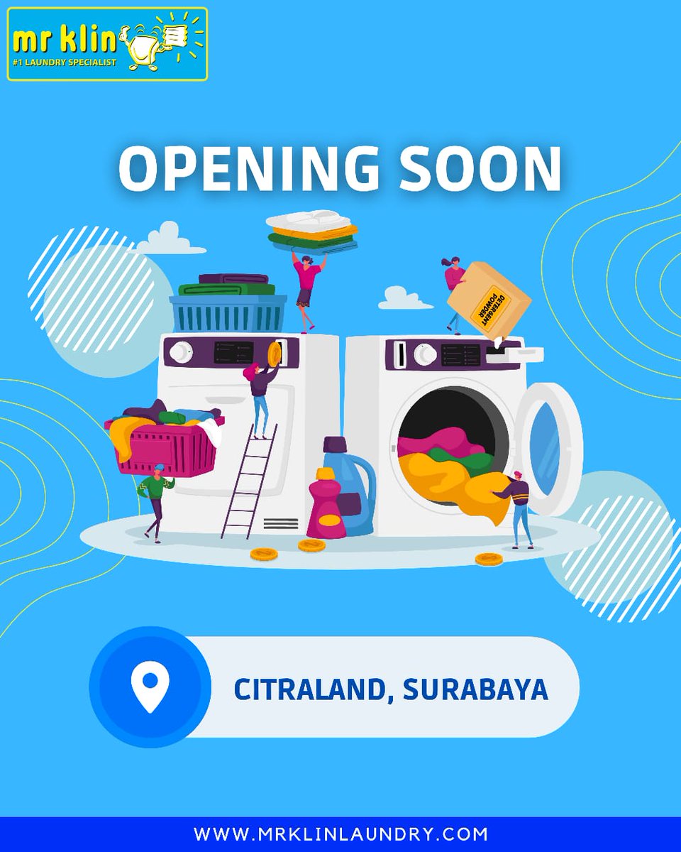 Opening soon! Mitra MR KLIN, Ibu Lingga di Citraland, Surabaya.
Total sudah 315 mitra bergabung di 53 kota seluruh Indonesia di usia MR KLIN yg ke-16 tahun. 
Jika Anda juga ingin memiliki bisnis Laundry yang Panen dan terima Cash 💰💵 setiap hari, segera hubungi kami. #franchise