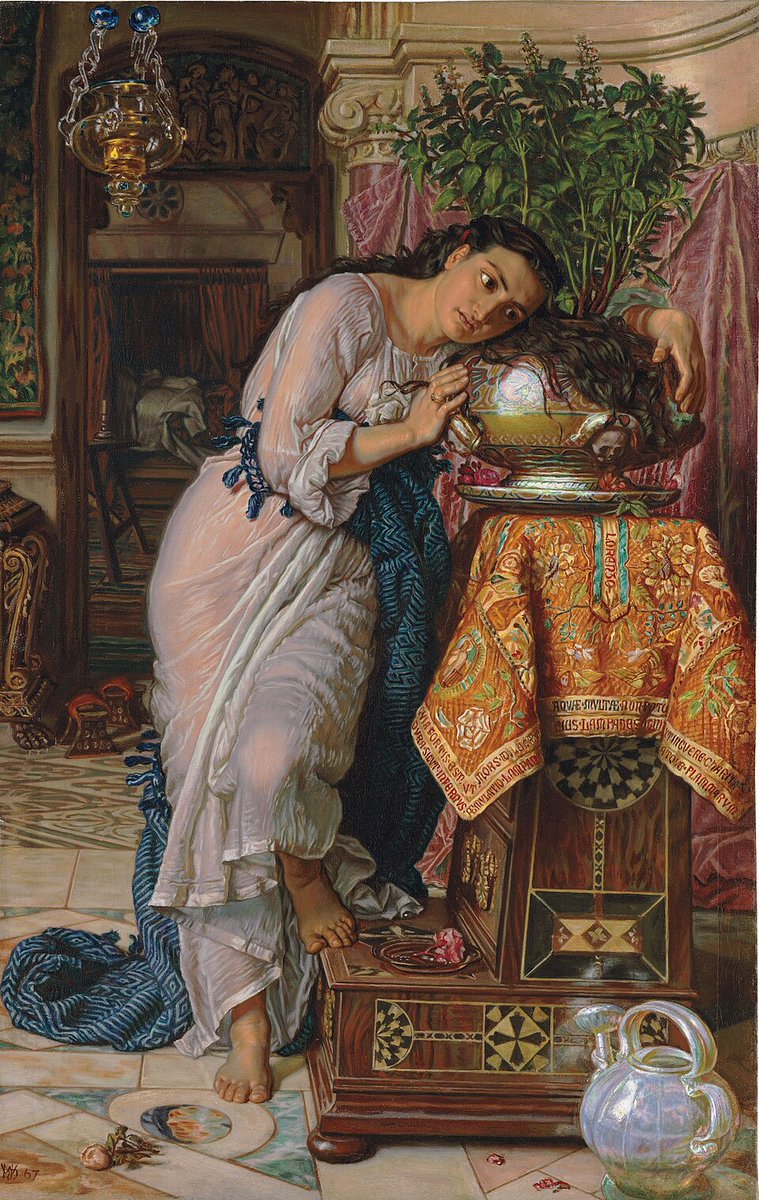 ParnanenSari's tweet photo. #ClassicLitMonday
#Decamerone
And the new morn she saw not: but in peace
Hung over her sweet Basil evermore,
And moisten'd it with tears unto the core...
Isabella; or, The Pot of Basil
A Story from Boccaccio
John Keats
🎨Isabella and the Pot of Basil
William Holman Hunt (1867) https://t.co/1eEDWB4TvA
