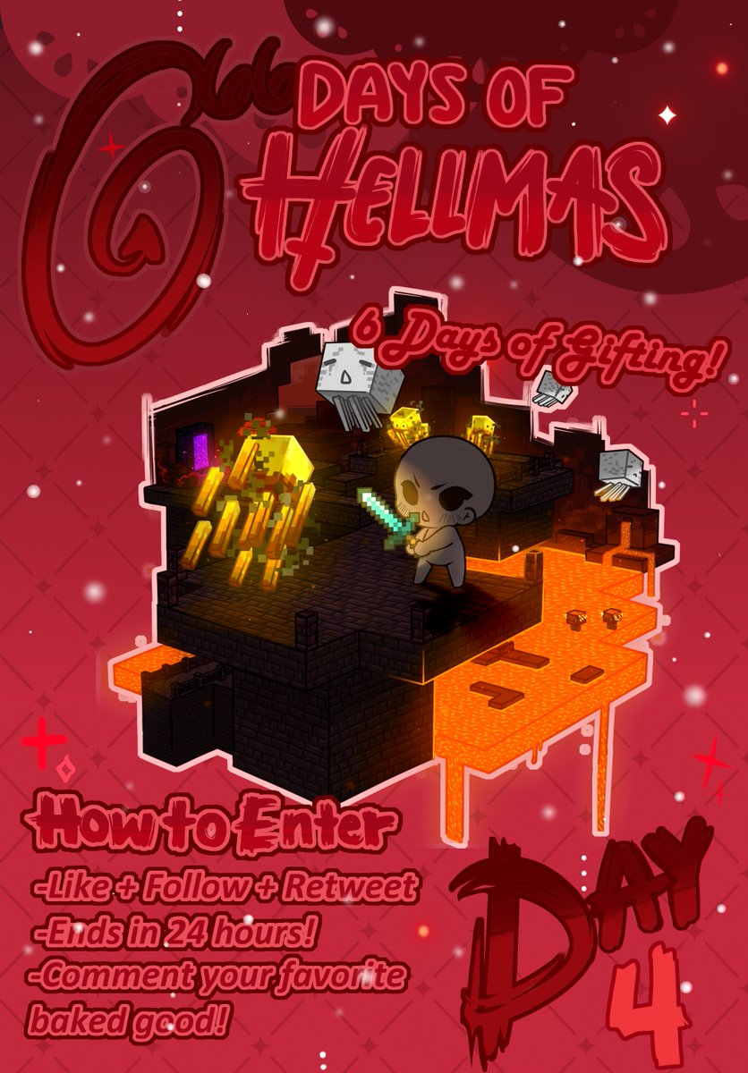 Oniimely's tweet image. *ੈ✩‧₊6 DAYS OF HELLMAS!! ‧͙*ੈ✩‧₊

Day 4: Craftmine YCH!!
Each day for the next 6 days I’ll be giving away 1 ych as a way to give back to my community!

How to enter: 
⛏️- Follow, Like, RT
⛏️-Ends in 24 hours
⛏️-Comment your favorite baked good!