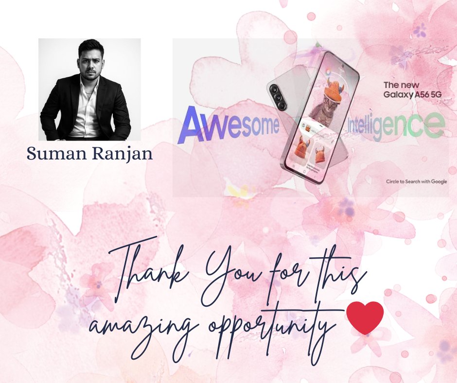 ImTanya03's tweet photo. @suman2701_2006 Big wish to win the Samsung Galaxy A56โค๏ธ
Thanks always for sharing amazing tech content and keeping the #Techmembers community updated. Always love and support โค๏ธ๐
Tag - @pragyaa26 @SapnaChawla84 @messi18950 @Divyax025 @harshasolanki06
#Giveaway #Techmembers #suman2701_2006 https://t.co/PyOQS87KDC