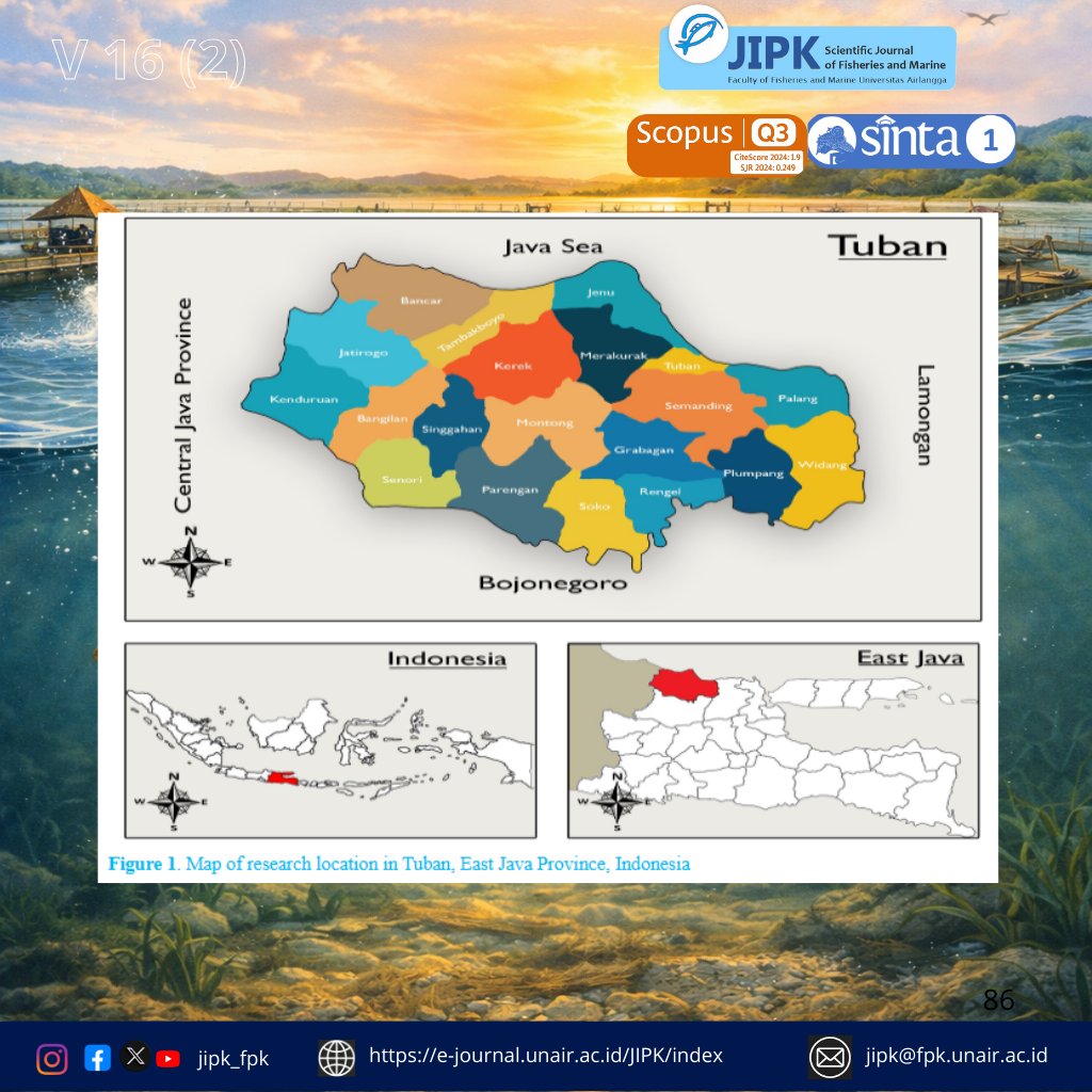jipk19's tweet photo. "Pomergranate Power: Aditif Pakan Alami untuk Ikan yang Lebih Sehat"
Sorotan Penelitian
01. Komoditas budidaya perikanan di Tuban (Indonesia) disurvei.
Jika tertarik, silakan kunjungi tautan ini:
https://t.co/Bn4oaeja7M
#fpkunair
#jipk
#scopus
#scopusjournal
#journal
#fpk
#unair https://t.co/SsxXEFHO3V
