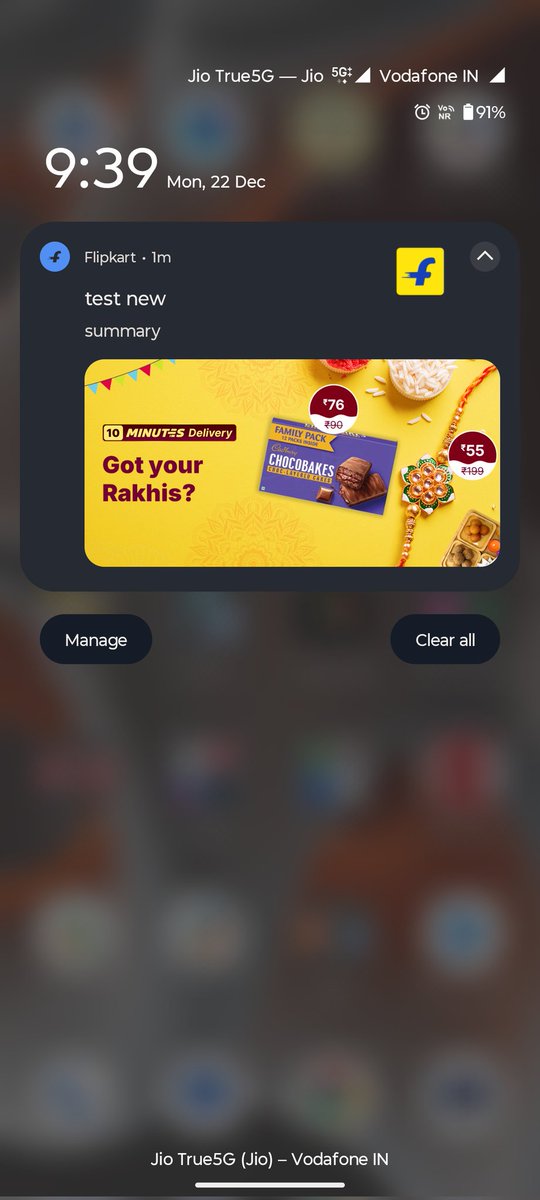 chetansmore's tweet photo. Hi @Flipkart @flipkartsupport is this the right way of doing notification testing in production? Rakhi day is far away from now. https://t.co/DTCxzye0A2