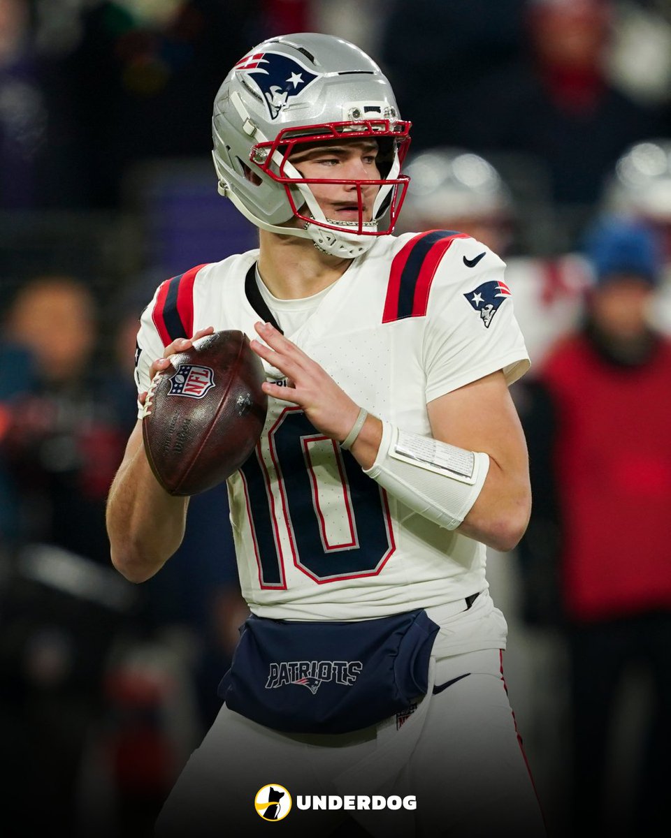 UnderdogNFL's tweet image. Drake Maye vs. Ravens:

31-of-44
380 passing yards (career-high)
2 TD, 1 INT