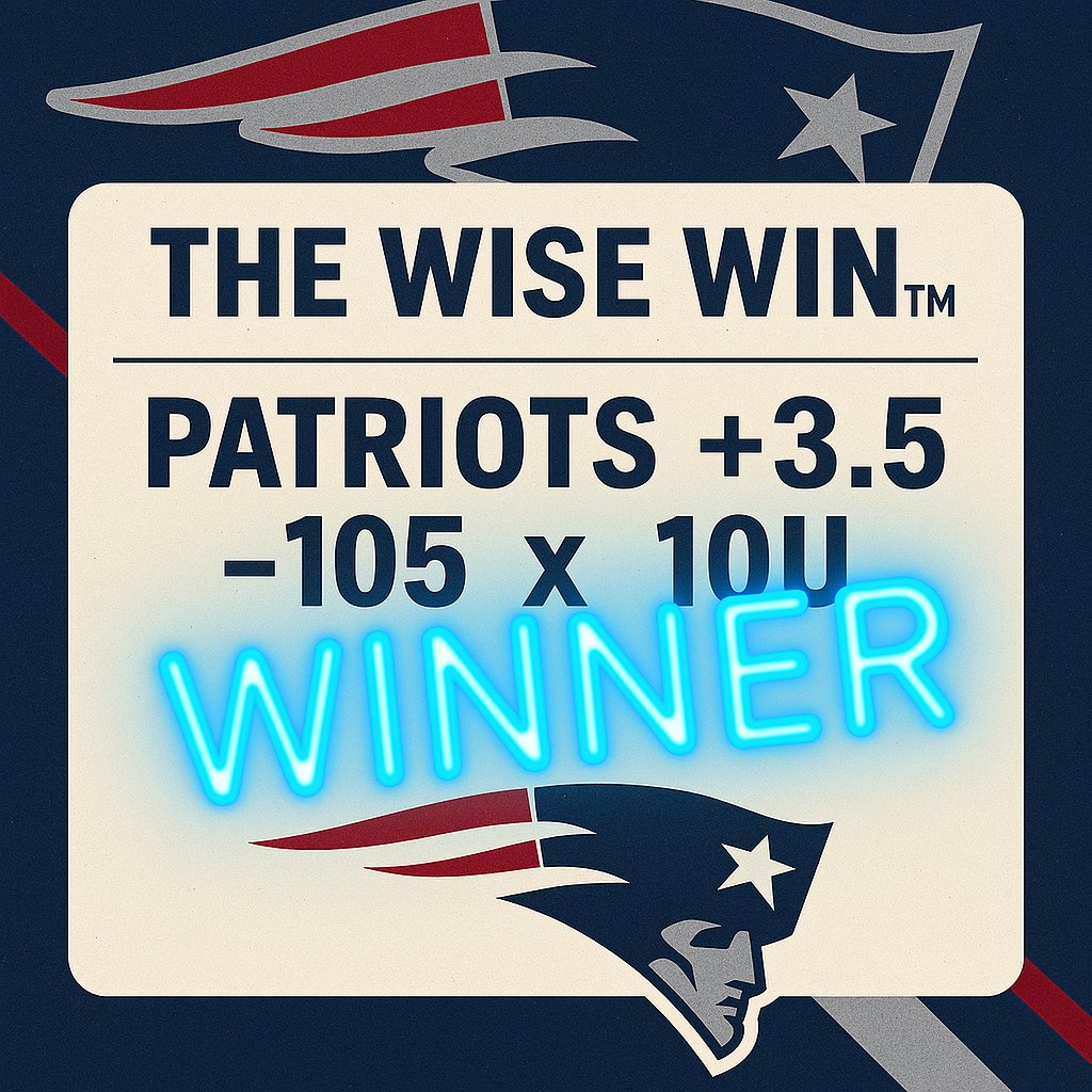 🎅🏈 THE WISE WIN™  PATRIOTS +3.5 -105 x 10U  WINNER 🏈🎅

Let it glow, let it snow, let it cash 💸💡🎁🎅🎄💰⭐️✨

#NFLpicks #PatsRavens #PatriotsNation #PatsNation  #SNFonNBC #Sundaynightfootball #primetime #NFLpredictions #MerryChristmas