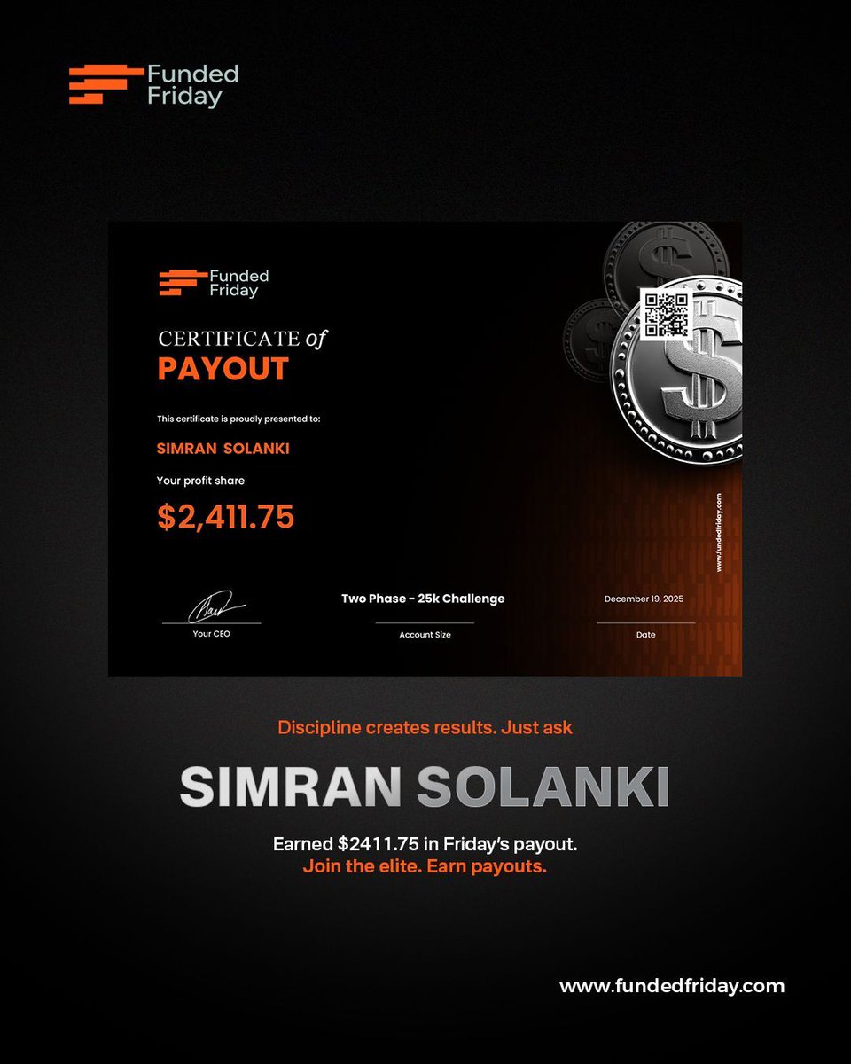 Fundedfriday's tweet photo. No shortcuts.
No emotions.
Just discipline.
๐ผ Last Fridayโs payouts remind us
rules reward those who follow them.
๐ https://t.co/OfFWKartJg
#FundedFriday #FridayPayouts #GetFunded #PropTrading https://t.co/sIH2CfQRpl