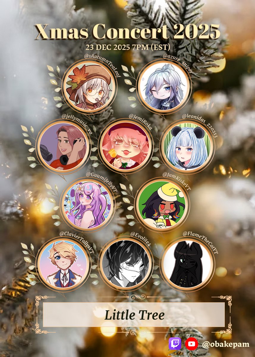 obakepam's tweet image. ‼️CONCERT ANNOUNCEMENT‼️

We'll be singing a brand new choral piece by @kobubeats called little tree during the concert!! And if you don't want to wait that long, you can also check out the premiere of the VTSO version as well! 🌲

ft. @1AutumnTeaLeaf @azure_sniper jellymusic_vo…