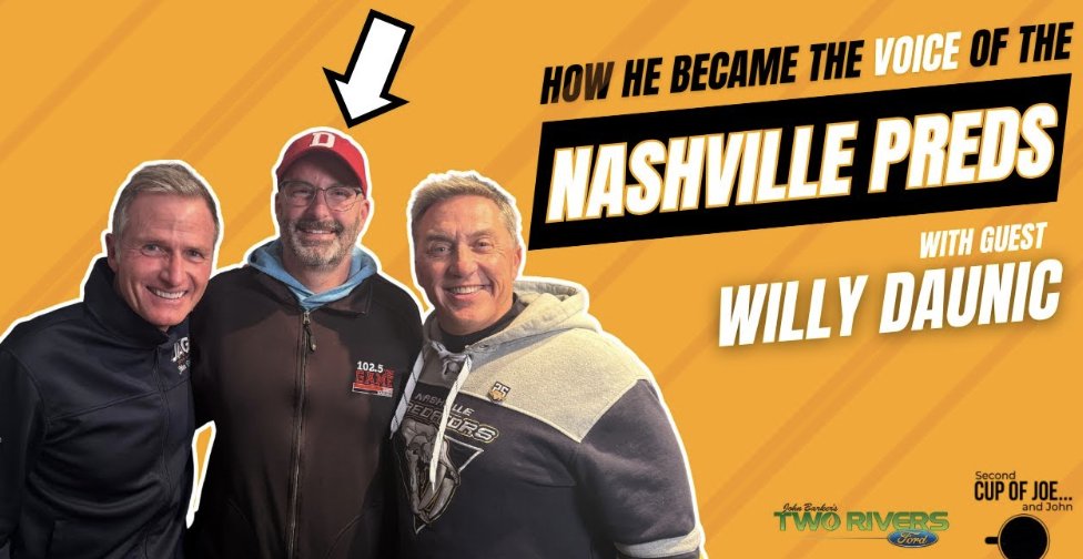 CupOfJoeAndJohn's tweet image. Willy Daunic (@WillyD1025) shares how a winding path from minor leagues to Nashville airwaves led him to Predators play-by-play, and the impact his late wife Erin had on all of it. Listen here, brought to you by @TwoRiversFord! ⬇️

youtu.be/8i7WxbzDiTo?si…

podcasts.apple.com/us/podcast/wil…