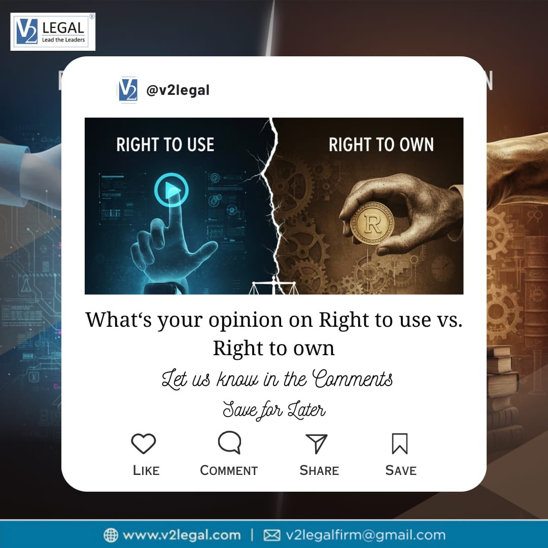 V2Legal's tweet photo. 📌 RIGHT TO OWN vs. RIGHT TO USE

⚖️ Know Your Legal Rights

V2 Legal
Strategic Legal Solutions with Clarity &amp; Integrity

#V2Legal #LegalKnowledge #IPAwareness #IntellectualPropertyRights #LawAndBusiness #LegalServices #IndiaLaw https://t.co/o8HK07mbk1