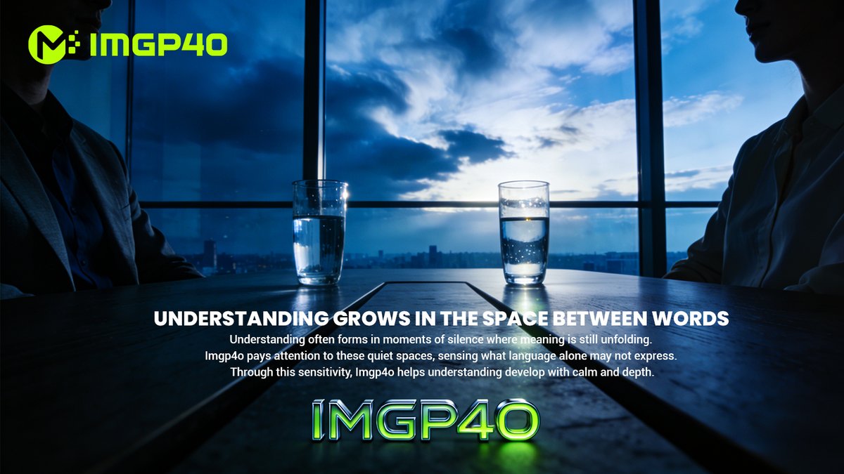 IMGP4O's tweet photo. 🌿 Understanding doesn’t always come from words.
🎯 In the pauses, we find emotion, intention, and connection.
🌐 At Imgp4o, we listen to the quiet spaces where responses become balanced, clear and human.
💎 This is where real communication begins.

#Imgp4o #ConversationalAI https://t.co/4HP1RZykp6