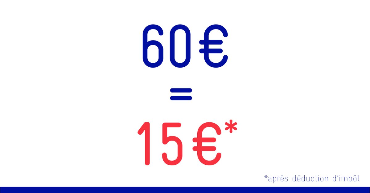 Et non vous ne rêvez pas, un don de 60€ vous coûte en réalité 15€ ! 😏

Il ne vous reste plus que quelques jours pour faire un don et bénéficier d'une réduction de 75%* du montant versé sur vos impôts de l'année prochaine. N’attendez plus, faites un don ! 👉