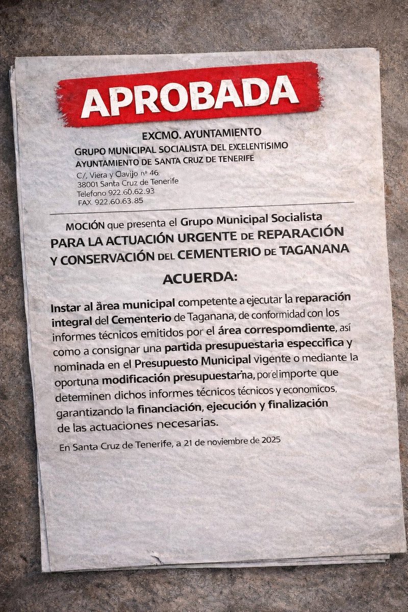 tino_guzman's tweet image. 💪⚖️ Lo dijimos y lo logramos.
Aprobada la moción para la reparación integral del Cementerio de Taganana, con partida presupuestaria.
Cuando se defiende el patrimonio y la dignidad, se avanza.
#Taganana #CumplirLosAcuerdos #Dignidad #Patrimonio #SantaCruzAvanza