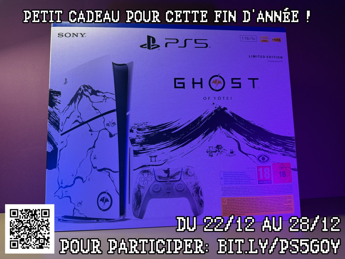 TiTav1on's tweet image. Cette semaine c'est mon anniversaire !

Comment vous remercier pour une année encore incroyable ?

UNE PS5 GHOST OF YOTEI EDITION COLLECTOR !

Pour participer, c'est par ici =&amp;gt; bit.ly/PS5GOY
Valable du 22/12 au 2812