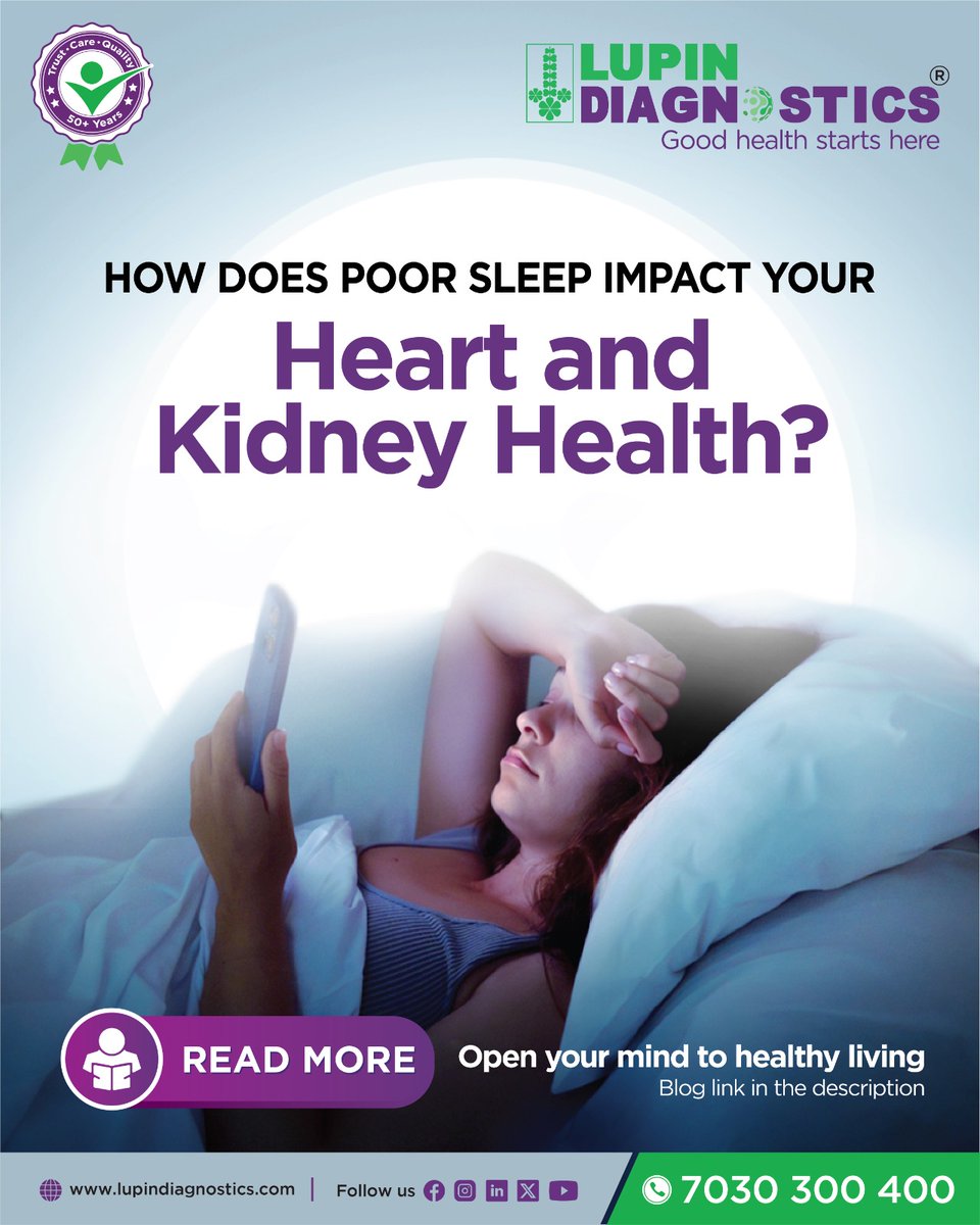 LupinDiagnostic's tweet photo. Sleep Deprivation Effects: How Poor Sleep Impacts Your Heart and Kidney Health
Read more - https://t.co/zYPR4079k2
.
.
.
.
#LupinDiagnostics #goodhealthstartshere #diagnostics #healthylifestyle #healthcare #winter #bloodtest #heart #kidney #healthpackages https://t.co/969tzEE6X2