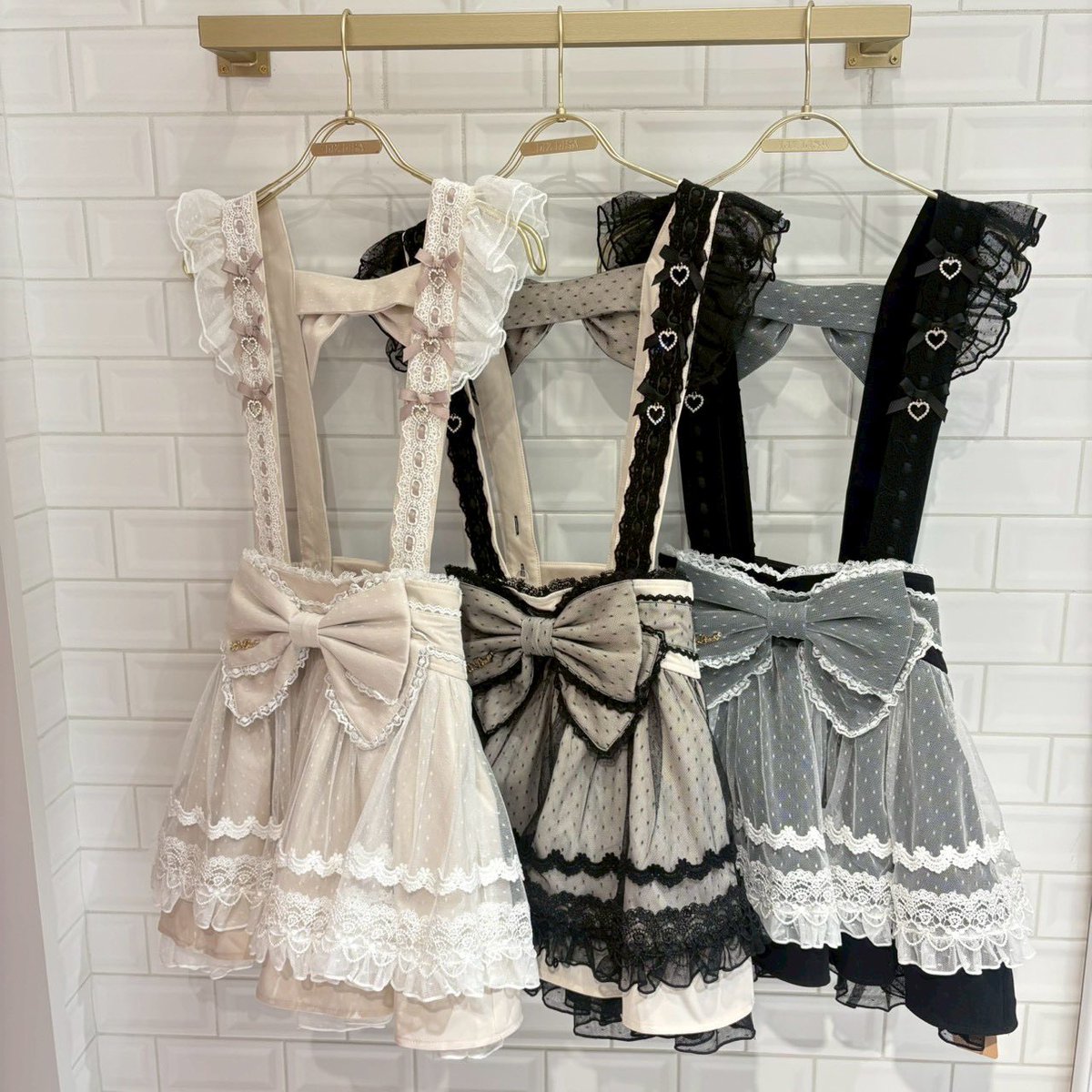 リズリサ メイドライクサスペンダー付スカート ピンク ブラック NEW