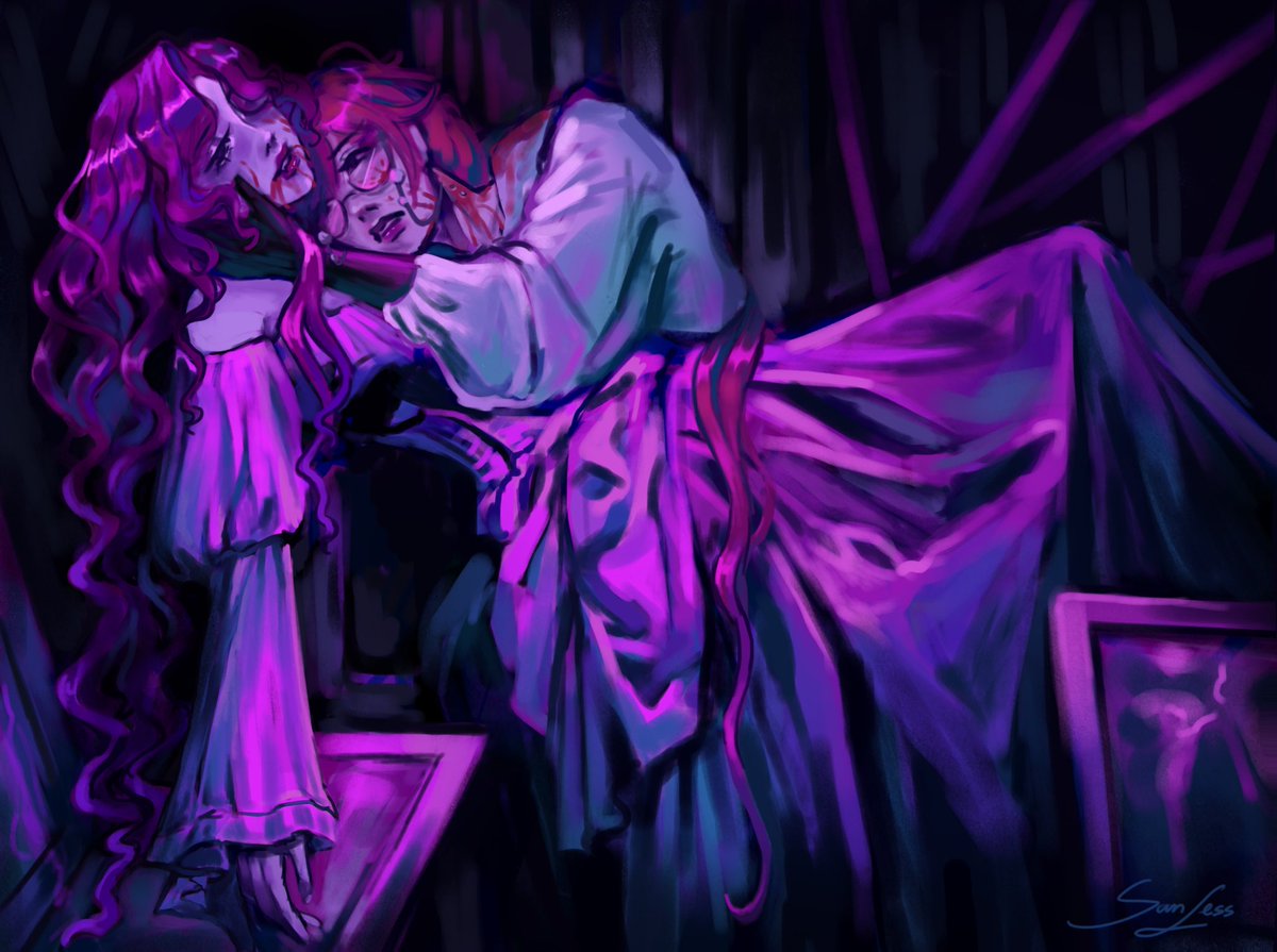 san_less_'s tweet image. Vampire #Isolkania art I drew as a gift for my friend🩸

#Kakania #Isolde #Reverse1999