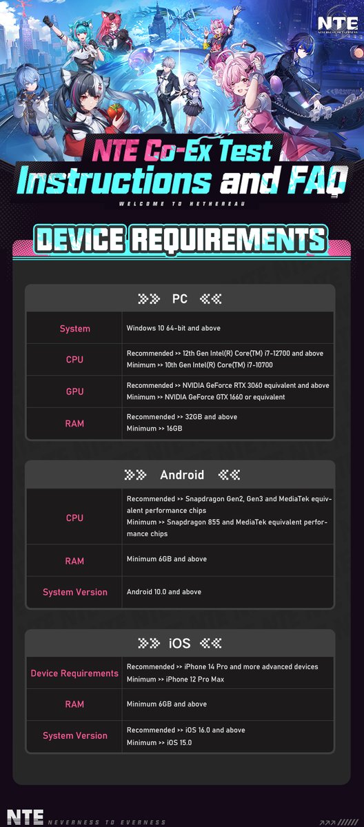 NTE_GL's tweet image. NTE Co-Ex Test Now Recruiting

Recruitment for the NTE Co-Existence (Co-Ex) Test is now open! Preregister and fill out the questionnaire for a chance to gain access to the test!
Go fill it out &amp;gt;&amp;gt; pwgam.es/4scX8kS

&amp;gt;&amp;gt;Test Details&amp;lt;&amp;lt;
▶Test Type: Limited-access closed beta…