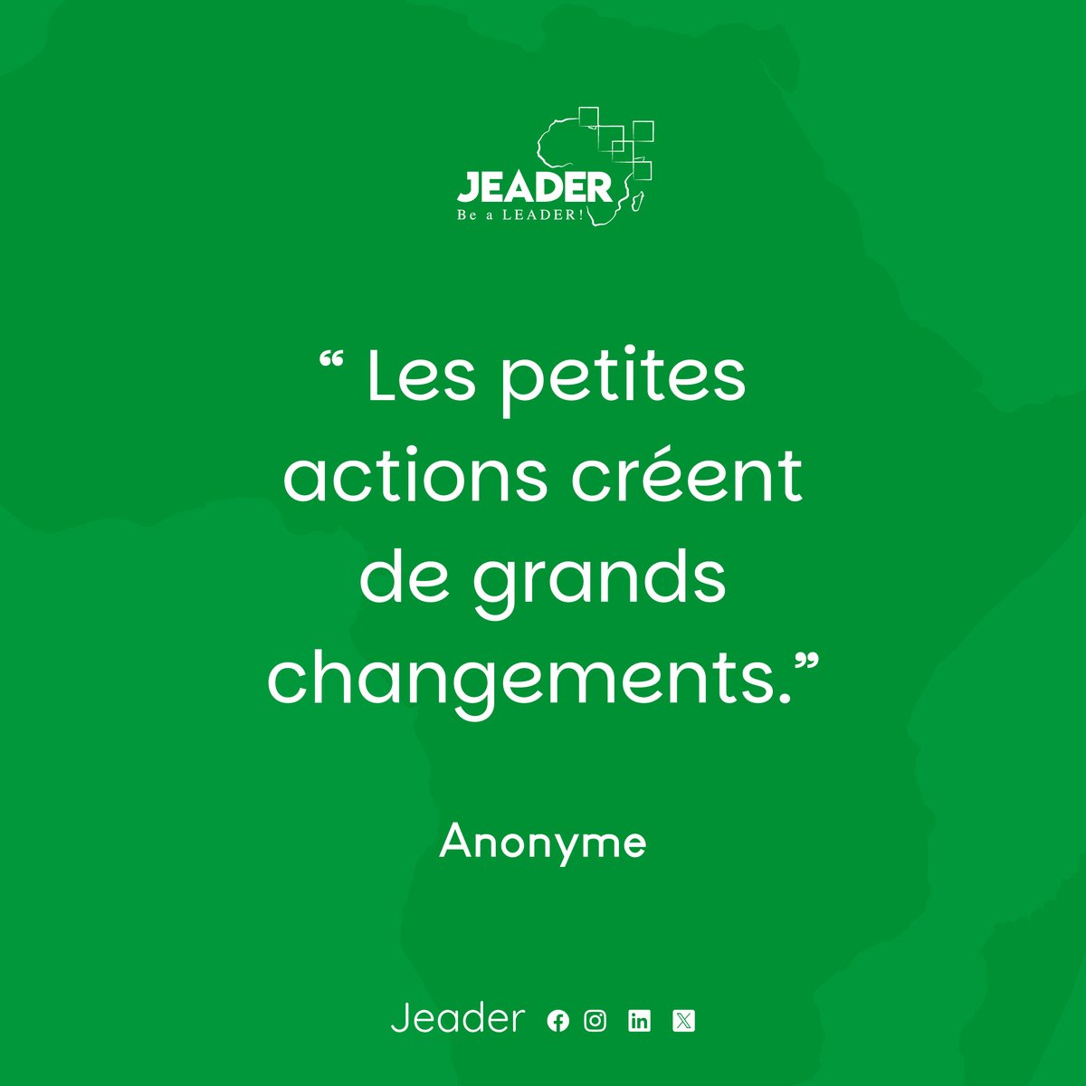 jeadercommunity's tweet image. Les leaders de demain se construisent dans la constance des petites actions.
Commencer petit, c’est déjà avancer.🌱

#Jeader #MondayMotivation #SelfGrowth