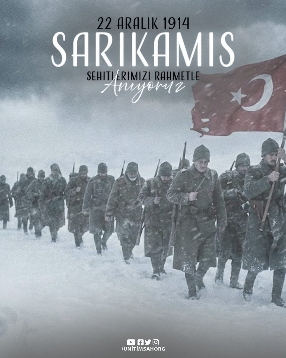 Sarıkamış’ta vatan uğruna can veren şehitlerimizi rahmetle anıyoruz.
Kahramanlar can verir, yurdu yaşatmak için. 🇹🇷