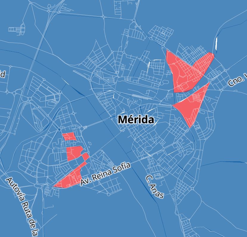 JavierMrtnza's tweet photo. Por barrios, Mérida se tiñe de azul. Imagen muy parecida a las europeas, donde los feudos del PSOE se muestran en Nueva Ciudad sobre todo, las zonas de San Juan y San Lázaro, y por un muy estrecho margen, las sindicales. https://t.co/r8gDdR1Tk8