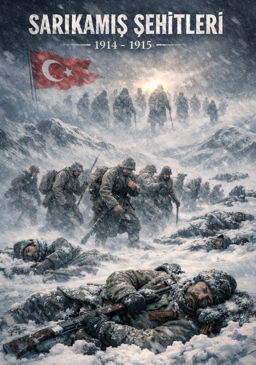 gizli378156933's tweet photo. “Buz tutmuş Şehidin kirpik ve kaşı
  On beş bile değil çoğunun yaşı
  Vatanın uğruna koydular başı
  Sarıkamış’ta”…

Ruhları şad olsun.🇹🇷
#Sarıkamış #sarıkamışşehitleri https://t.co/xXacvuHsRx