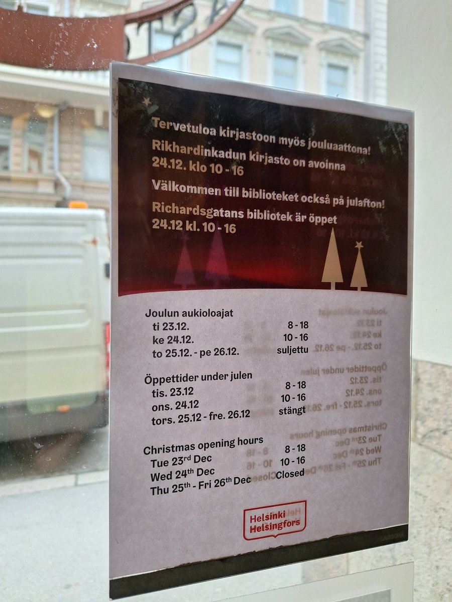 jaanakorppi's tweet image. @RikunKirjasto Arvostan kovasti, että itsekseen joulua viettäville on ei-kaupallista tilaa. Kenties on muitakin kirjastoja pk-seudulla? #menovinkki