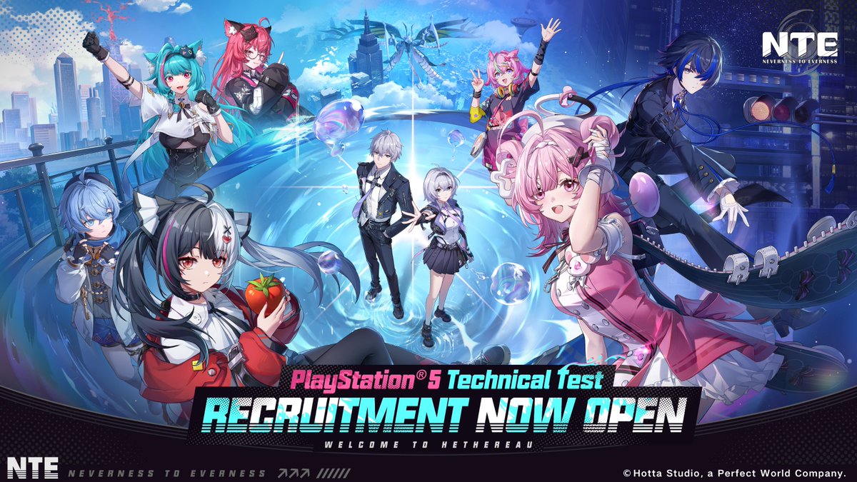 NTE_GL's tweet photo. NTE PlayStation®5 Technical Test Now Recruiting

Recruitment for the NTE PlayStation®5 Technical Test now begins! Preregister and fill out the test questionnaire for a chance to gain access to the test!
Go fill it out >> https://t.co/xZfQk2V4Eb

>>Test Details<<
▶Test Type: Limited-access closed beta (all data will be wiped upon conclusion; in-game purchases are unavailable)
▶Supported Devices: PlayStation®5/PlayStation®5 Pro
▶Game Languages: English, Japanese, Korean, German, French, Spanish, Russian, Simplified Chinese, Traditional Chinese
▶Voice Languages: English, Japanese, Korean, Chinese
▶Recruitment Start Time: From Now On 
*The end time for test recruitment will be shared at a later date. Please stay tuned to official community updates for more details.

NTE Co-Ex Test — Now Recruiting!
Preregister for NTE & Co-Ex Test now!

#NTE #NevernesstoEverness #NTEbeta