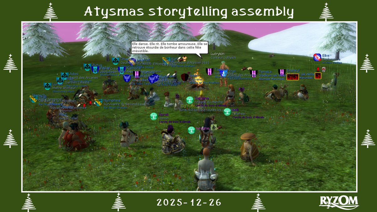 [Event] Atysmas storytelling event (2025-12-26)

Come and join Atys dreamers in Atysmas village, on 26/12/2025 20:00 UTC!
Homins will take turns telling their tales, songs or poems or simply listening to this fun, sometimes instructive and sometimes meditative mix.

#ryzom #mmo
