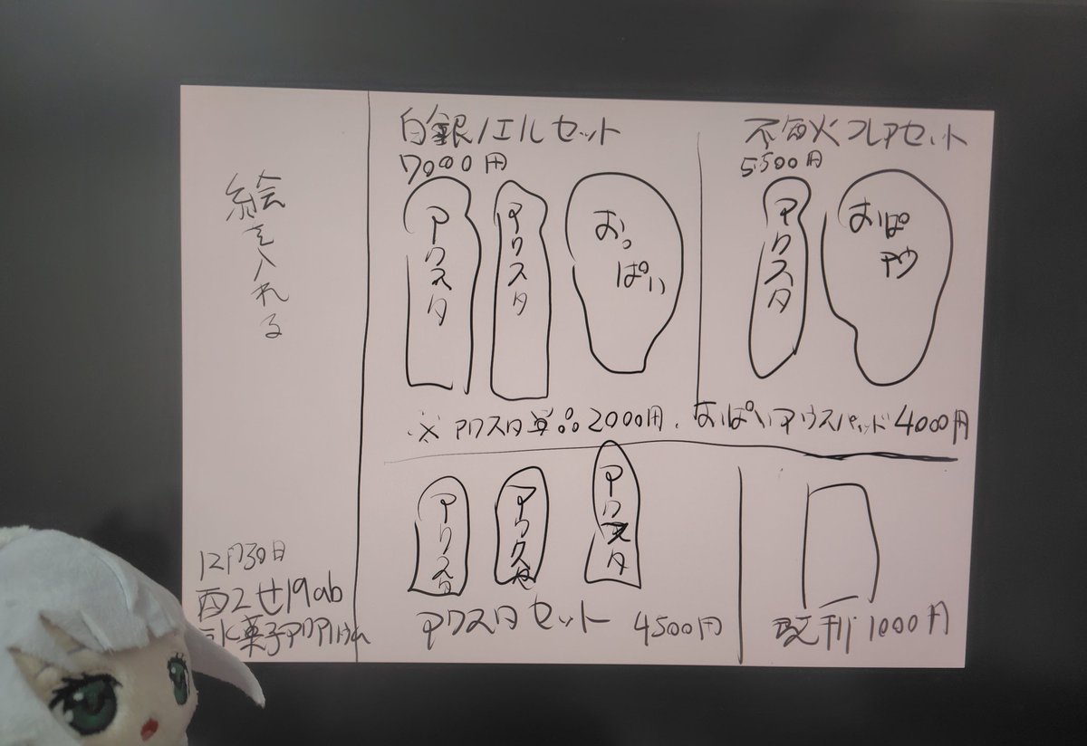 今回旦那さんにお品書き作ってもらったんだけど
せっかくだからおじさんの最低クオリティの指示書も見て 