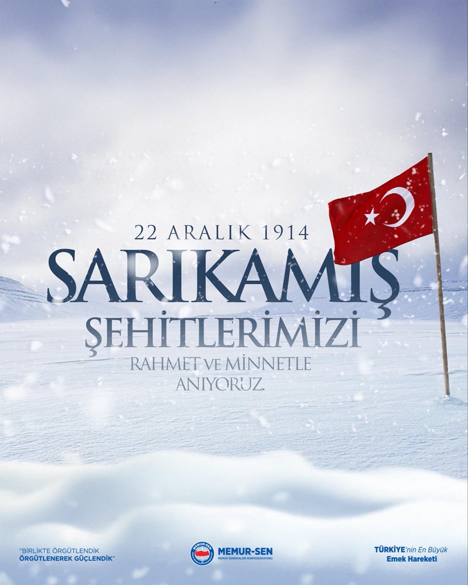MemurSenKonf's tweet photo. Sarıkamış Harekâtı; imkânsızlıklar içinde vatanı ve mukaddesatı uğruna verilen eşsiz bir fedakârlığın adıdır.
Dondurucu soğuğa rağmen geri dönmeyi değil, emanete sadakati ve şehadeti seçen aziz şehitlerimiz, bu toprakların hangi bedellerle vatan kılındığını tarihe nakşetmiştir.

Sarıkamış şehitlerimizi rahmet, minnet ve saygıyla anıyoruz.

#Sarıkamış #Vatanİçin #ŞehitlerÖlmez