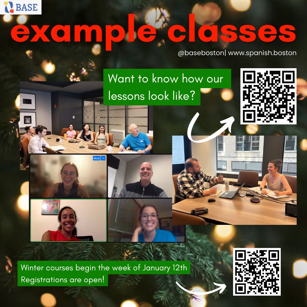 baseboston's tweet photo. Before you enroll, see what a class really feels like

Get to know our teachers, the classroom energy, how many students there are per group, and how our online and in-person classes work

This is how you truly learn Spanish 💬📚
#SpanishOnLine #Inpersonclass #Winter #FallCourses https://t.co/c0hdWwWQCS