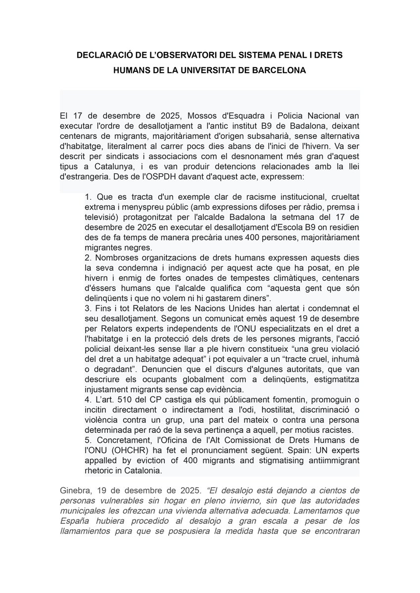 Observatori del Sistema Penal i els Drets Humans tweet media