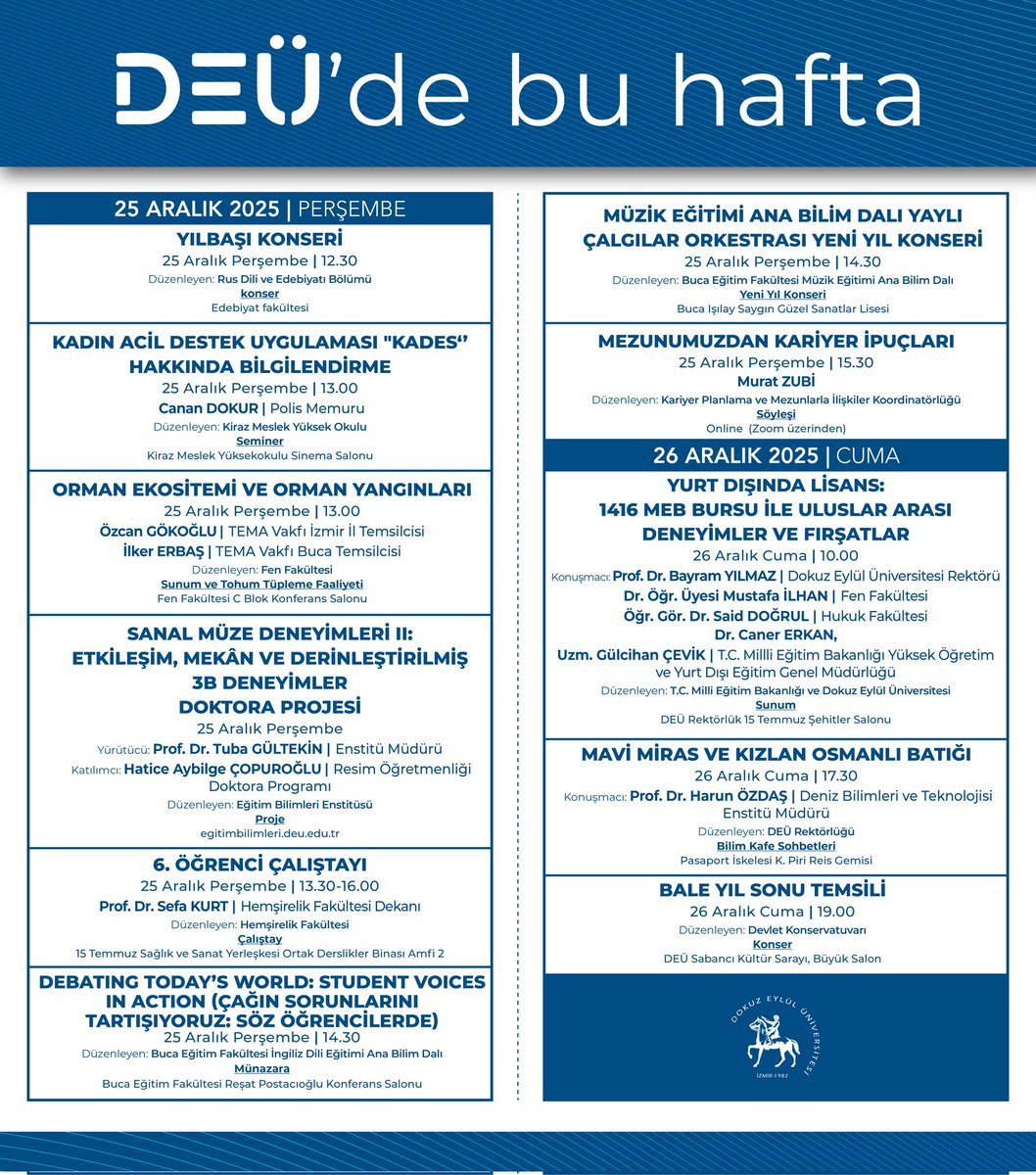 DEÜ'de Bu Hafta