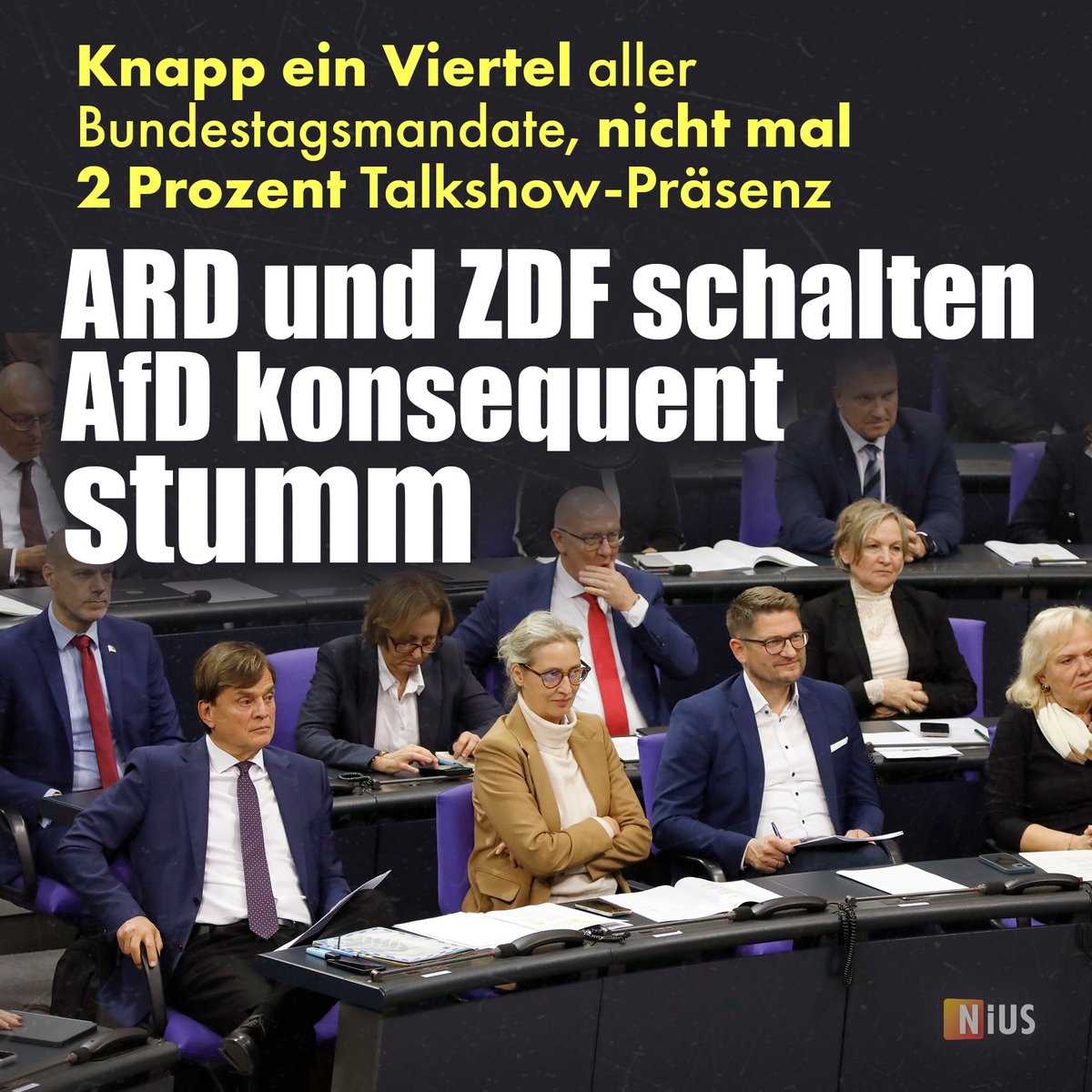 niusde_'s tweet photo. Wenig überraschend, trotzdem skandalös: Die AfD wird in den öffentlich-rechtlichen Medien mundtot gemacht. Das zeigt eine aktuelle Auswertung des @OERRBlog .
https://t.co/FcdjJ1rizR https://t.co/xSiUFH6009
