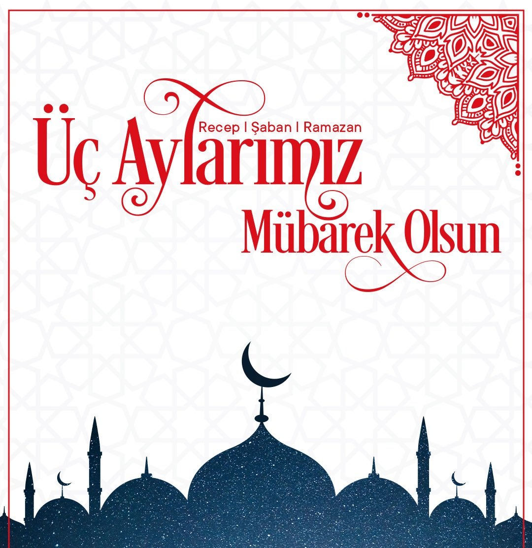 Rahmetin ve bereketin yoğunlaştığı bu mübarek zamanların; İslam alemi ve tüm insanlık için hayırlara vesile olmasını Yüce Allah’tan niyaz ediyoruz.

Rabbimizden;birlik ve beraberliğimizin güçlenmesini,huzurun ve kardeşliğin daim olmasını diliyoruz.
Üç Aylar mübarek olsun.