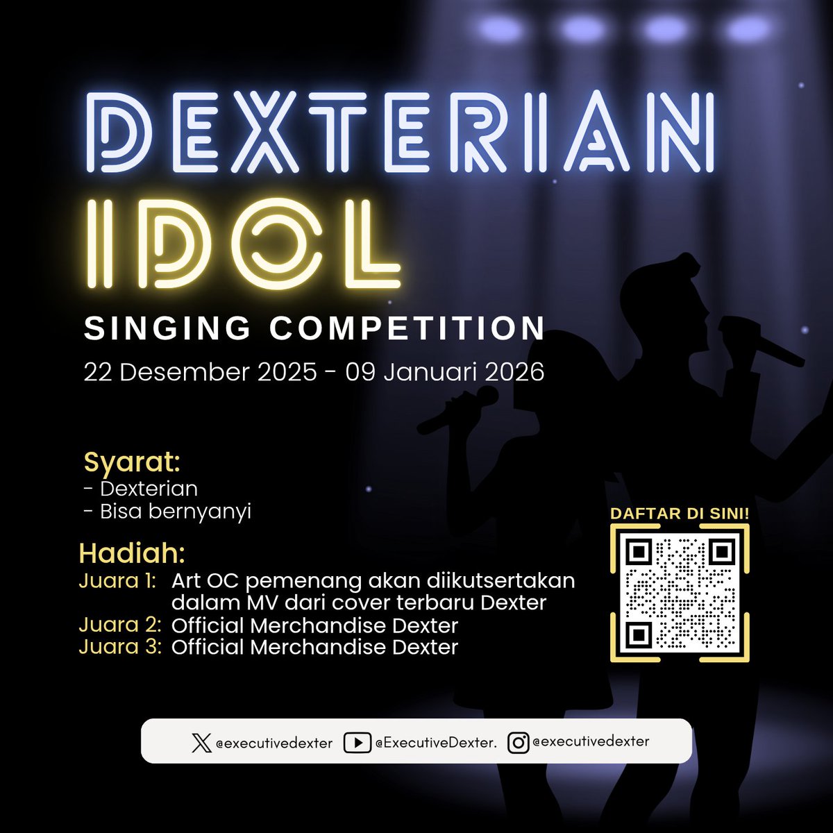 executivedexter's tweet image. Halo, Dexterian!✨

Dalam rangka Anniversary Dexter yang ke-2 tahun, Dexter akan mengadakan event Dexterian Idol nih! Buat kamu yang ingin unjuk suara, ayo ikutan event-nya!

Info selengkapnya dapat dilihat di form pendaftaran ini ya! 
🔗: forms.gle/gxxz4zTuzhwSLP…

#DexterEXE