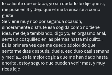 RelatosSinaloa's tweet photo. 🚨Nuevo relato 🚨
Me estreno a seguidor de X 🫣🥵
. 
.
.
 Rt 🔃 y ♥️para mas relatos.. https://t.co/ru5uHiI53f