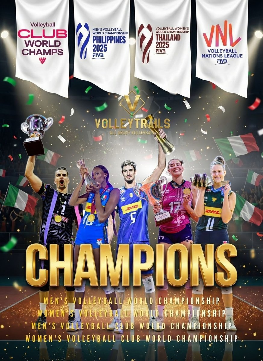 volleytrails's tweet image. 🇮🇹 2025 IS THE YEAR OF PALLAVOLO 🏐
​
From the U21s to the Clubs to the Senior National Teams, Italy has decided to turn the world map blue this year. 

🏆 Men's &amp;amp; Women's World Champs
🏆 Men's &amp;amp; Women's Club Champs
🏆 Women's VNL Champs
🏆 Women's U21 World Champs

Even in the…