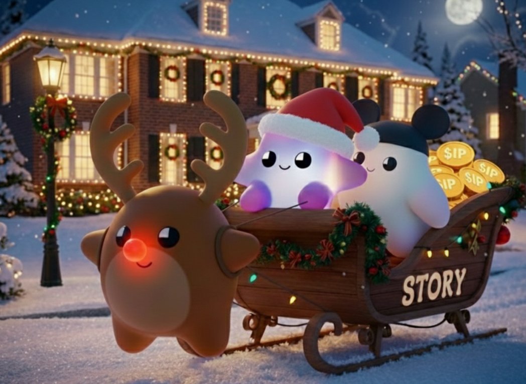 스토리 코리아 코리스마스 대전 🎄 @Story_KR_Fans 오늘은 @StoryProtocol 마스코트인 IPPY를 이용해 크리스마스  분위기를 연출 하였습니다. 올해 착한아이들은 아마도 썰매뒤에 준비된 $IP 코인을 받을 수 있을지도 몰라요. (그게 바로 나😅) 이제  며칠 남지않은