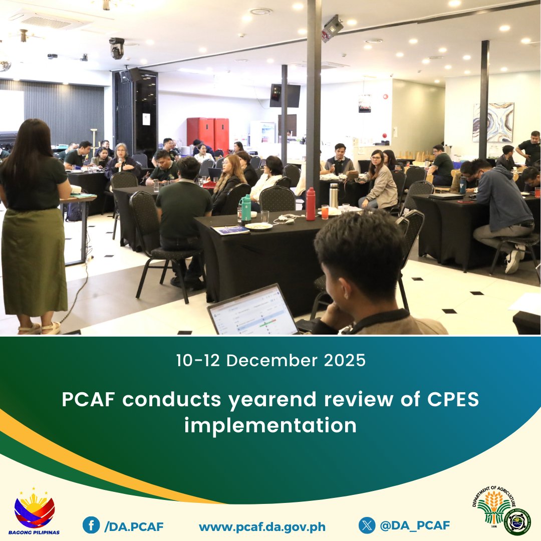 DA_PCAF's tweet image. #PCAFPerformanceReview | PCAF conducted the Yearend Performance Review of the CPES implementation on Dec. 10–12, 2025 in Angeles City, Pampanga, assessing its implementation across DA infrastructure projects. The activity also included the oath-taking of new CPES evaluators and…