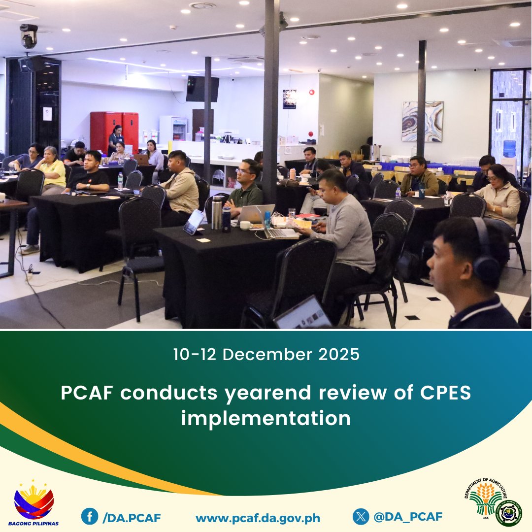 DA_PCAF's tweet image. #PCAFPerformanceReview | PCAF conducted the Yearend Performance Review of the CPES implementation on Dec. 10–12, 2025 in Angeles City, Pampanga, assessing its implementation across DA infrastructure projects. The activity also included the oath-taking of new CPES evaluators and…